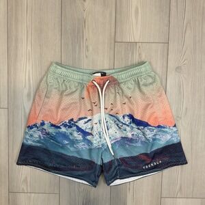 YoungLA Mint Coral Blue Gradient Mountain Athletic Shorts